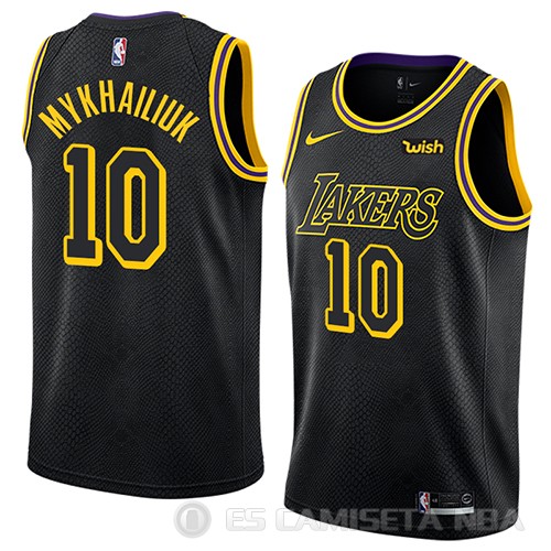 Camiseta Sviatoslav Mykhailiuk #10 Los Angeles Lakers Ciudad 2018 Negro - Haga un click en la imagen para cerrar